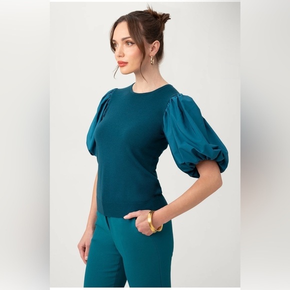 Trina Turk 100% Wool Rhea Pullover in Bethesda Blue Size‎ XXL - Picture 2 of 11